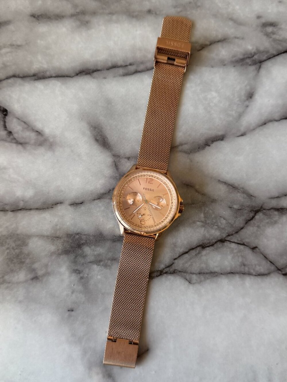 Fossil Rose Gold Crystal Bezel Stainless Steel Watch - Picture 2 of 3